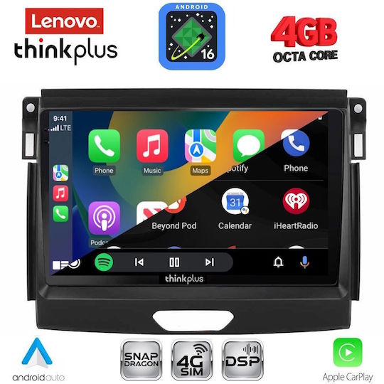 Lenovo Sistem Audio Auto pentru Ford Ranger 2015-2018 Bluetooth USB Wi-Fi GPS Apple CarPlay Android Auto cu Ecran Tactil 9"