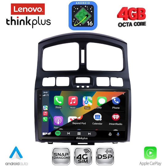 Lenovo Автомобилна Аудио Система За Hyundai Santa Fe 2003-2006 (Bluetooth/USB/Вграден Wi-Fi/GPS/Apple CarPlay/Android Auto) С Touch Screen 9"