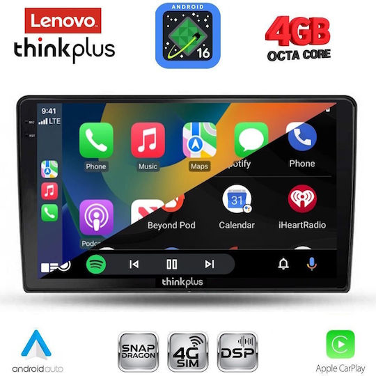 Lenovo Car Audio System for Ford Fiesta 2018-2025 (Bluetooth/USB/WiFi/GPS/Apple CarPlay/Android Auto) with 10" Touch Screen