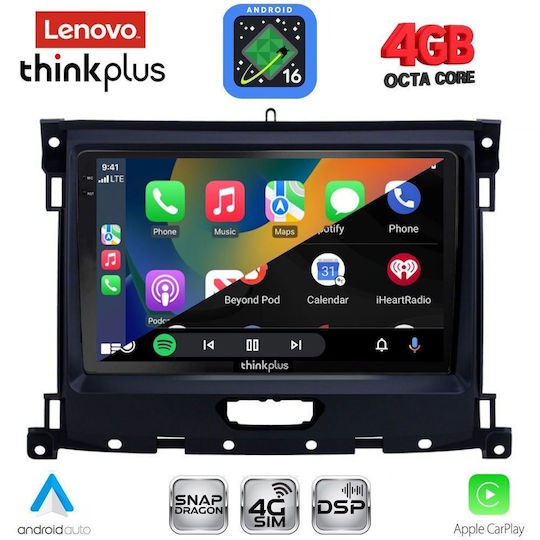 Lenovo Car Audio System for Ford Ranger 2018-2023 Bluetooth USB WiFi GPS Apple CarPlay Android Auto with 9" Touch Screen