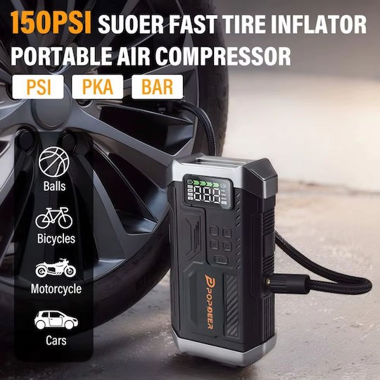 Popdeer Popdeer Portable Car & Motorcycle Battery Jump Starter 5000A with Power Bank USB Pump Flashlight 12V