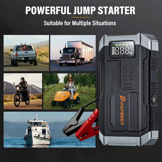 Popdeer Popdeer Portable Car & Motorcycle Battery Jump Starter 5000A with Power Bank USB Pump Flashlight 12V