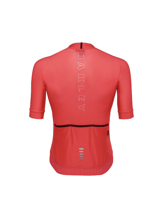 Oakley Tricou De Ciclism Cu Mâneci Scurte Pentru Bărbați Roșu Drum