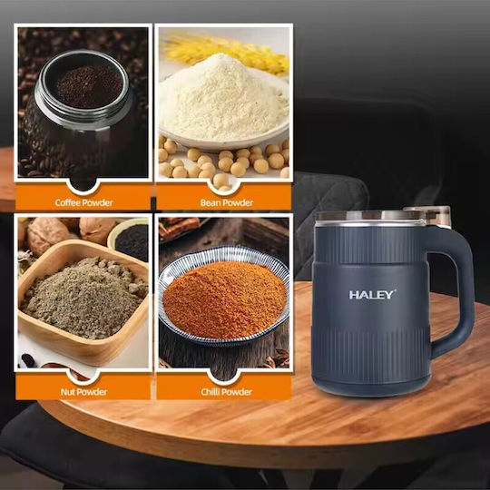 Haley Elektrische Kaffeemühle 500W mit Getreidekapazität 50gr und Ebenen der Mahlung Blau
