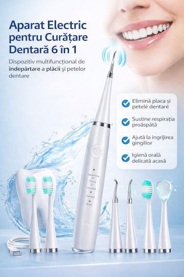 Viacare 6 În 1 Periuță de Dinți Electrică Dispozitiv Ultrasonic Îngrijire Orală Pentru Îndepărtarea Plăcii Bacteriene Petelor de Suprafață Alb