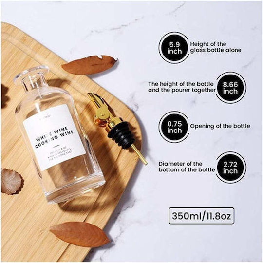 Set 4 Sticle Rotunde Pentru Ulei Oțet și Condimente Lichide 350 Ml Dispenser Fără Picurare Etichete Incluse