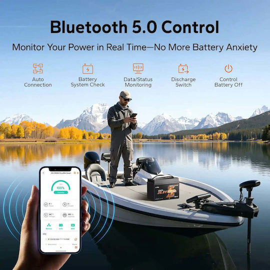 Litime 24v 100ah Xtra Mini Lifepo4 Battery Bluetooth Trolling Motors 70–100 Lbs