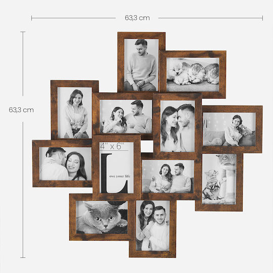 Songmics Wooden Wall Photo Frame with Brown Frame