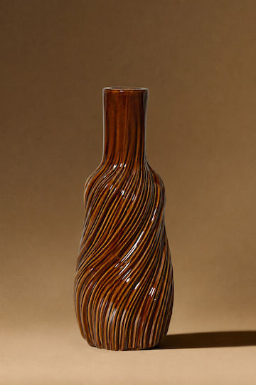 Kaemingk Brown Porcelain Vase Φ14.5xH35cm