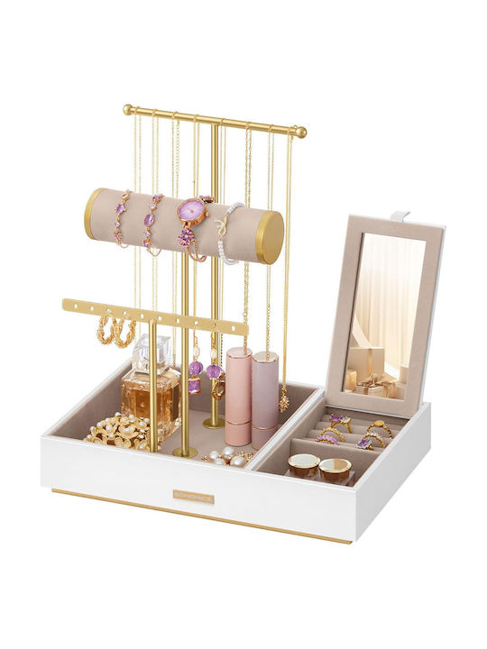 Songmics Jewellery Stand Metallic with Mirror Gold 27x17x29cm