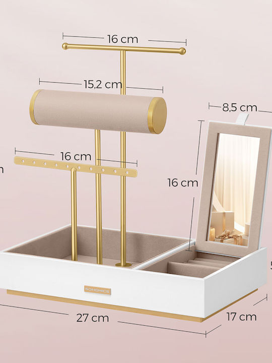 Songmics Jewellery Stand Metallic with Mirror Gold 27x17x29cm