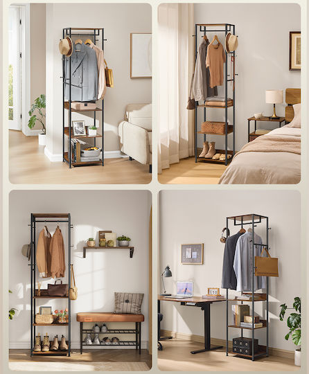 Hallway Furniture with Hanger Black / Brown 47x30.5x180cm