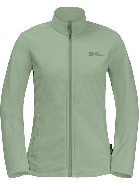 Fleece Cardigan Pentru Femei Cu Fermoar Verde