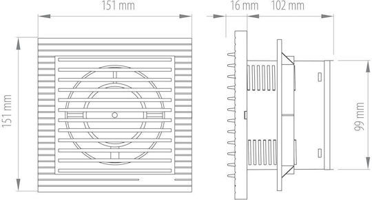 Commel Ventilator Badezimmer Φ100 12W mit Klappe und Timer 420-102