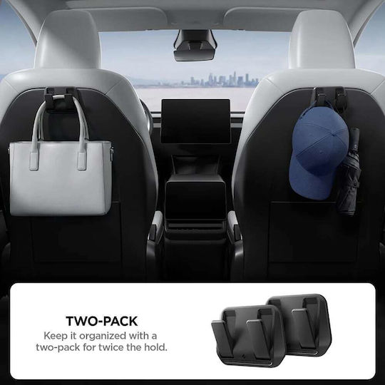 Spigen 2 Pack Car Organizer Acp11563 2x Seat Hooks Tesla Model Y Model 3 Formed Metal Core Black Acp11563;to283jh