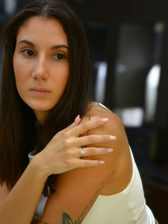 Mentzos Einzelner Steine Ring aus Weißgold 18K mit Diamant