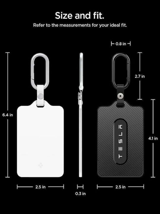 Spigen 2 Pack Card Holder Acp11405 Tesla Key Universal 2x Карабинер 4x Защитно фолио Бял Черен