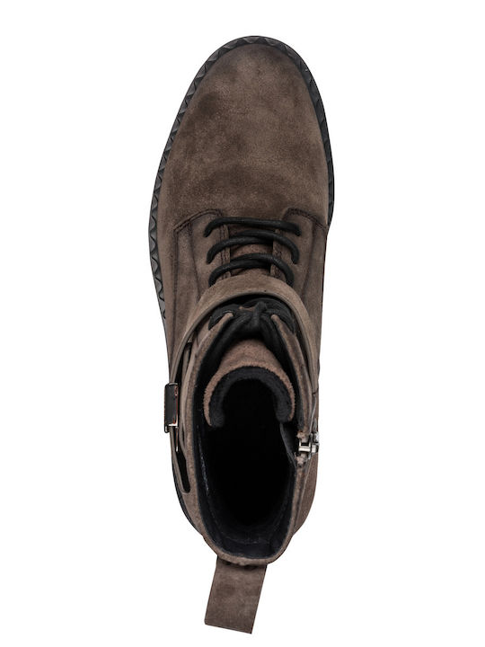 Wildleder Damen Kampfstiefel Braun