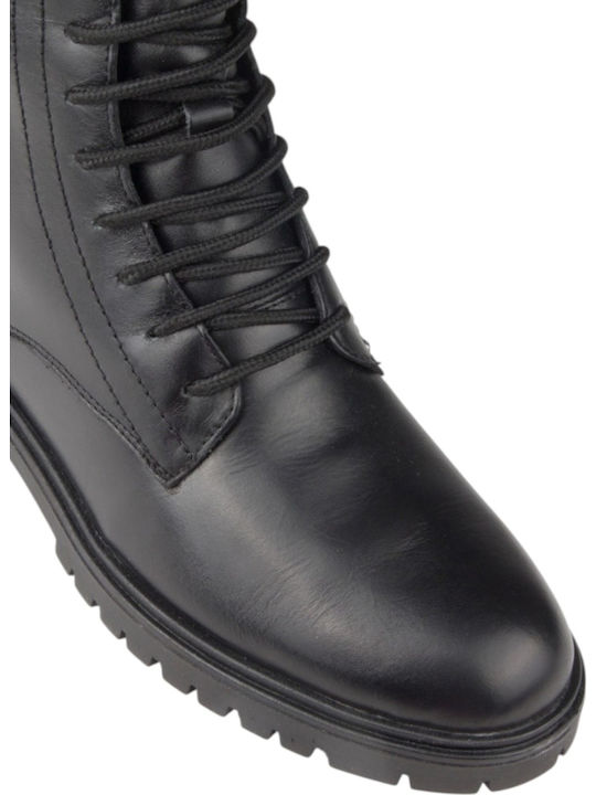 Leder Damen Stiefeletten Schwarz