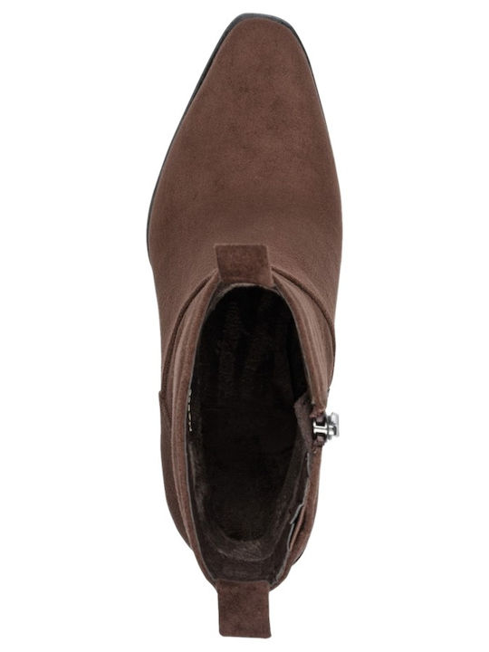 Women's Cowboy Ankle Boots with Mid Heel Brown