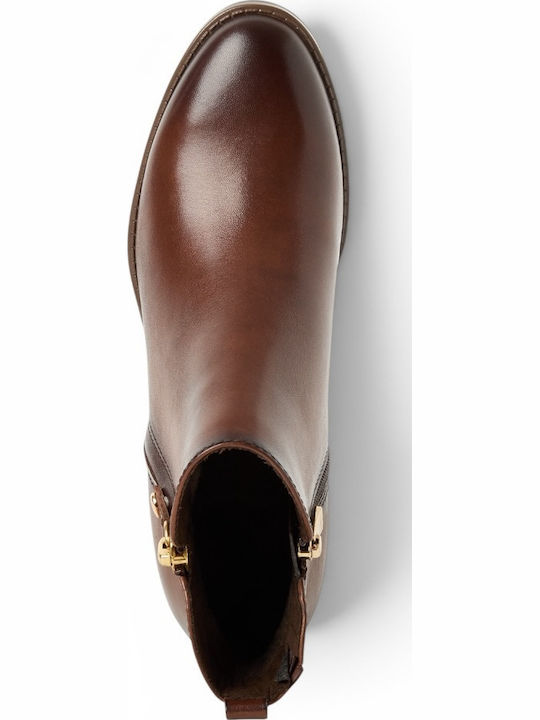 Leather Women's Ankle Boots Tabac Brown