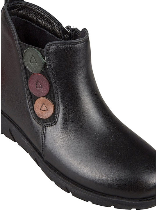 Leder Damen Stiefeletten Schwarz