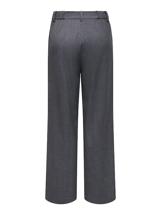 Women's High Rise Fabric Trousers in Slim Fit Grey