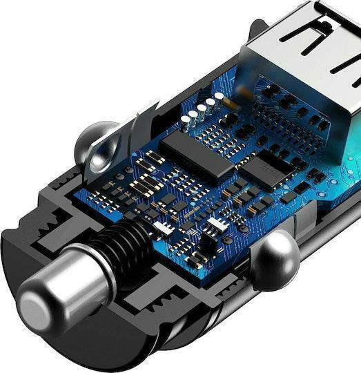 Baseus Primetrip Handy-Autoladegerät 30W Schnellladen mit Anschlüssen: 1xUSB-A 1xType-C Schwarz Farbe