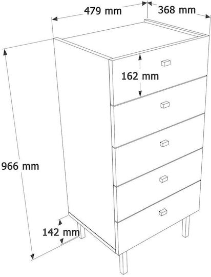 Comodă Dormitor Din Lemn Luke Cu 5 Sertare Culoare Kazmir 48x37x80cm