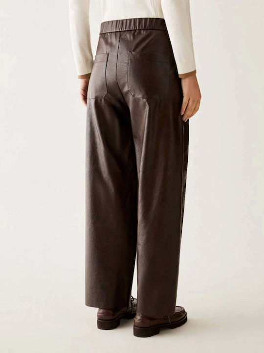 Damen Stoffhose mit Gummiband Braun
