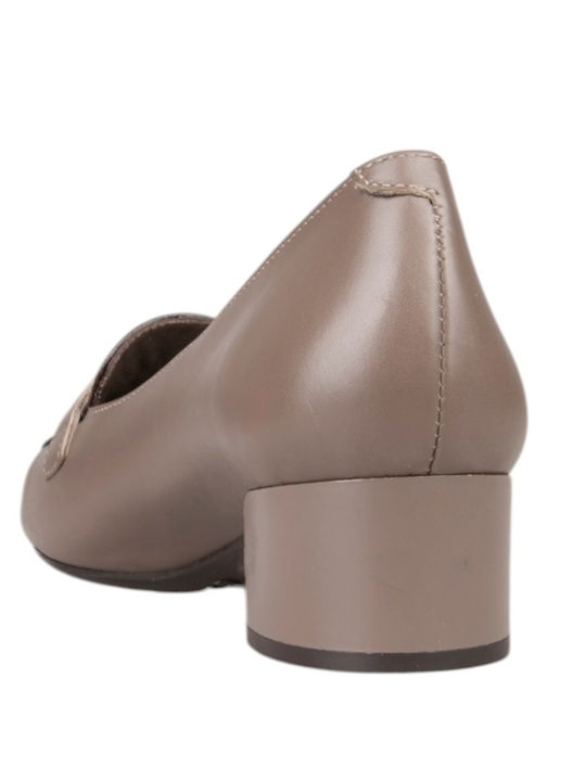 Pantofi cu toc din piele Bej