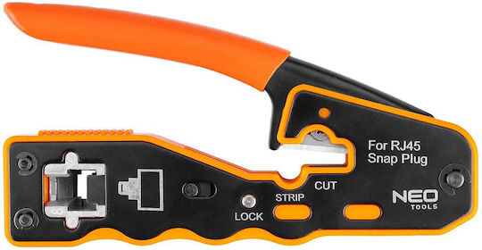 Neo Tools Клещи Преса за Клеми за Мрежа RJ45 със Стрипър и Изолация (Дължина 135mm)