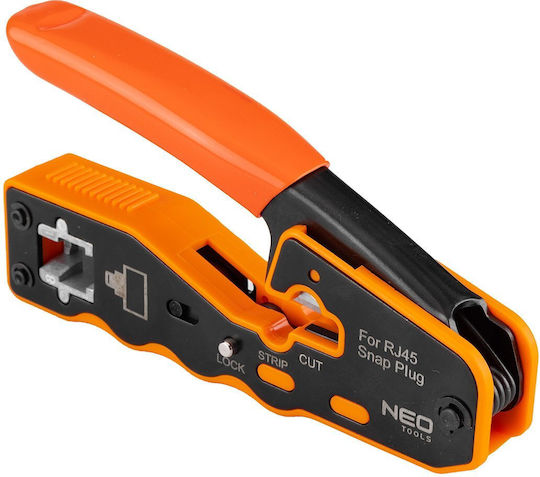 Neo Tools Клещи Преса за Клеми за Мрежа RJ45 със Стрипър и Изолация (Дължина 135mm)