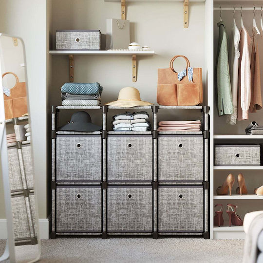 Storage Dresser in Metal and Fabric with 9 Drawers L33.5xW30xH79.5cm