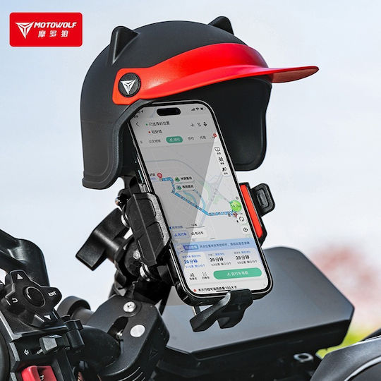 Motowolf Ms1 Sonnenschutz Basis für Handy Motorrad Schwarz Rot