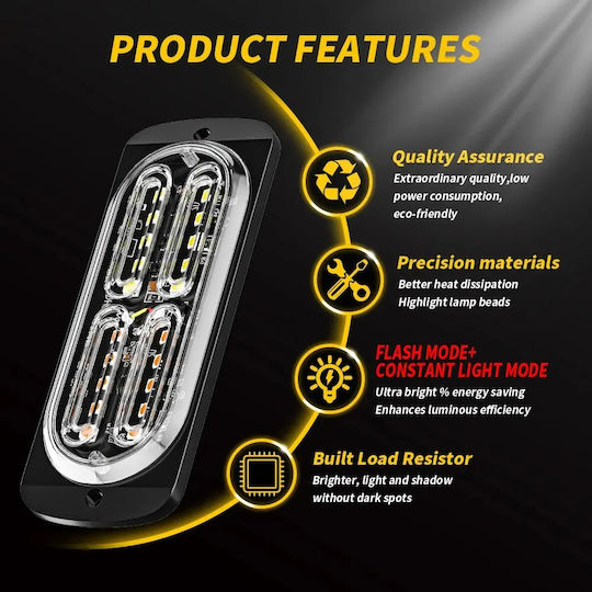 Directional (Strobe) Car Warning Beacon 12V With Orange / Yellow Lighting