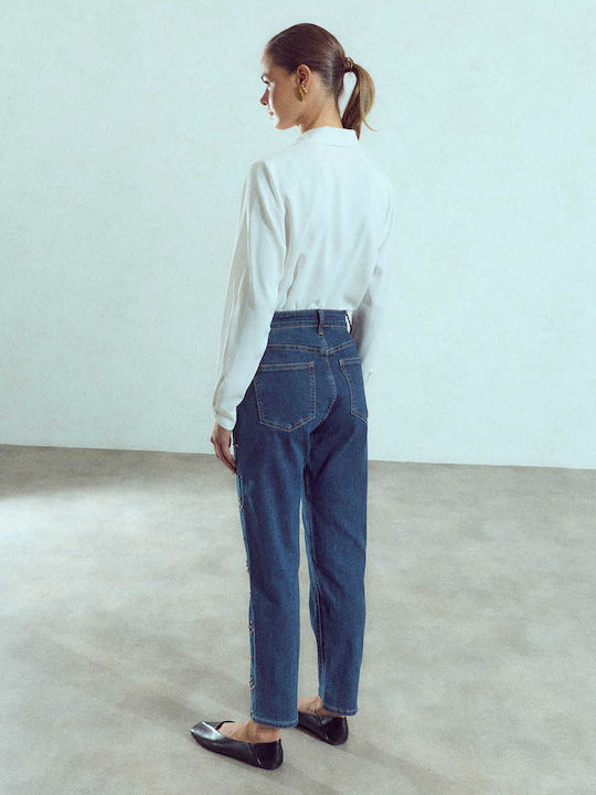 Celestino Women's Jeans Mom Fit Trousers Dark Blue