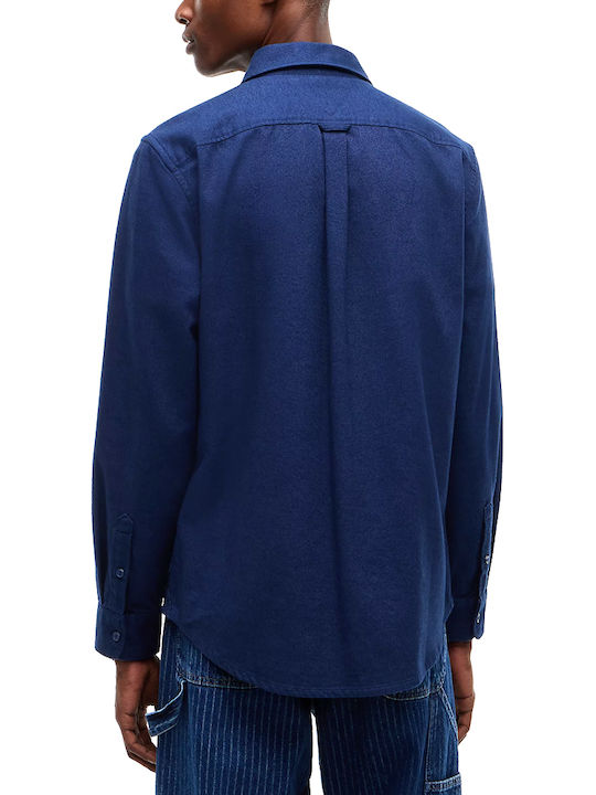 Tommy Hilfiger Long Sleeve Flannel Shirt in Regular Fit Checked Blue