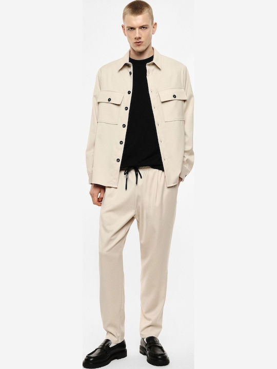 Long Sleeve Overshirt in Regular Fit Beige