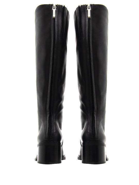 Damenstiefel Schwarz Leder