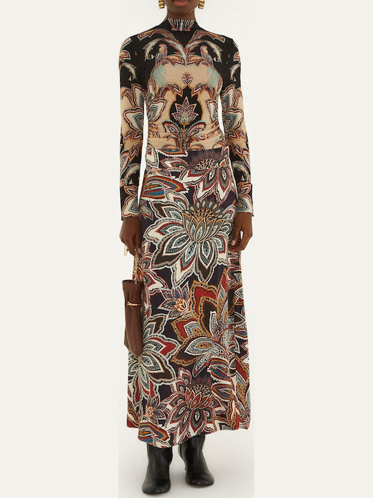 Maxi Damenrock Blumen Mehrfarbig