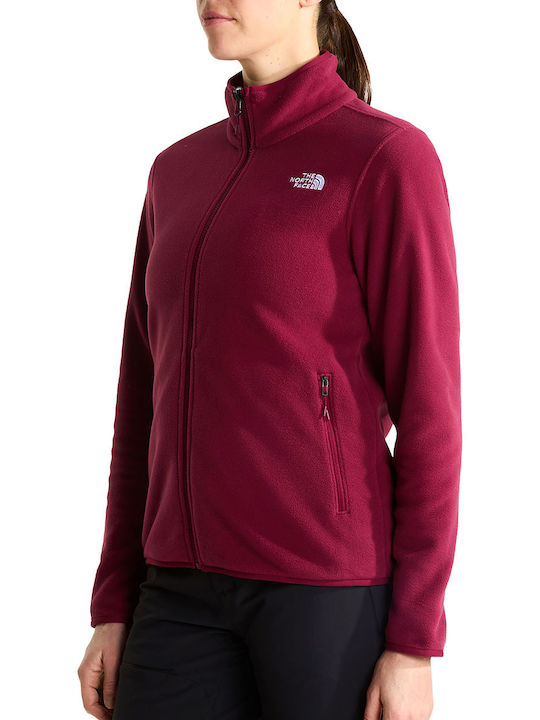 Glacier Fleece Damen Strickjacke mit Reissverschluss Burgundisch