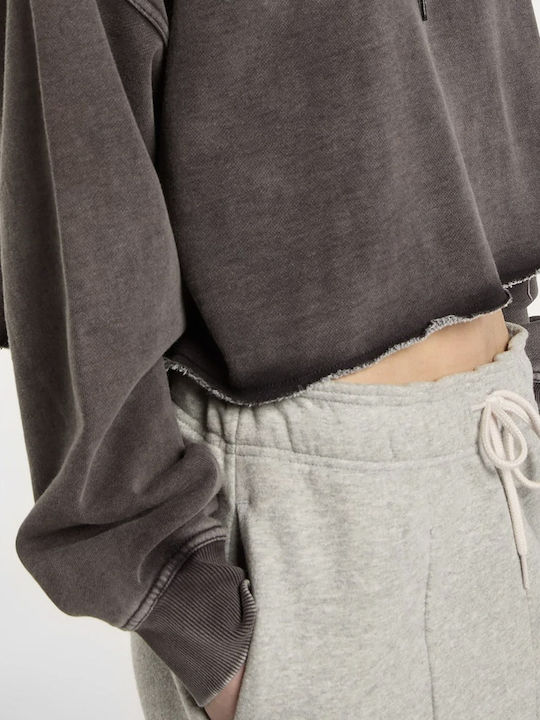 Cropped Women's Hooded Sweatshirt Anthracite