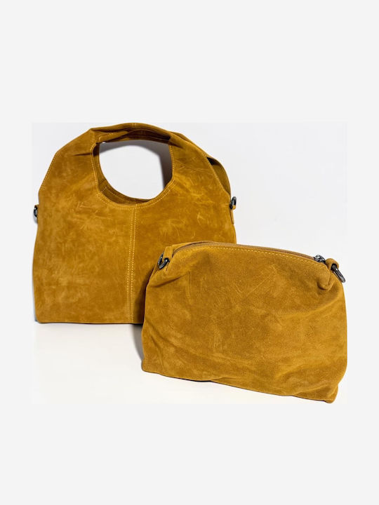 Women's Suede Yellow Handbag