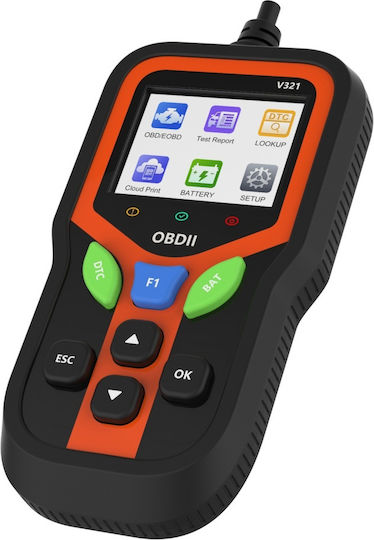 Techstar V321 Obd2 Car Diagnostic Tester Advanced Functions Battery Test Engine Error Read Clear Data Stream O2 Sensor Detection Qr Report Color Screen