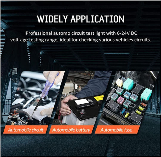 Techstar 85076a Tester de Circuit Auto Lampă 6–24v Dc Roșu Verde Led Polaritate Sondă Metalică Clemă Crocodil Protecție Siguranță Mașini Motociclete Camioane