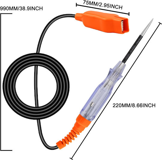 Techstar 85076a Tester de Circuit Auto Lampă 6–24v Dc Roșu Verde Led Polaritate Sondă Metalică Clemă Crocodil Protecție Siguranță Mașini Motociclete Camioane