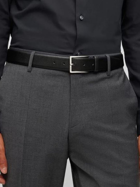 Ermanl Herren Gürtel Leder Schwarz