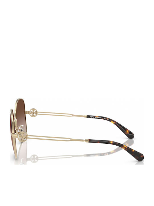 Tory Burch Women Sunglasses With Gold Frame And Brown Lens