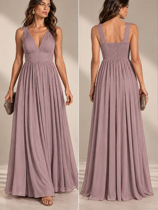 Summer Maxi Evening Satin Dress Dusty Nude